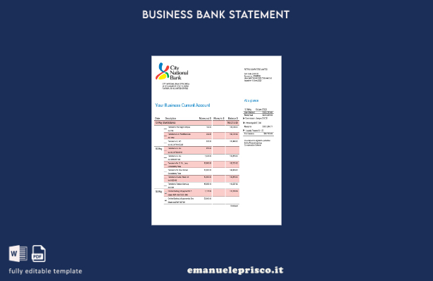 stile verificato Estratto conto aziendale della City National Bank of Florida Mo